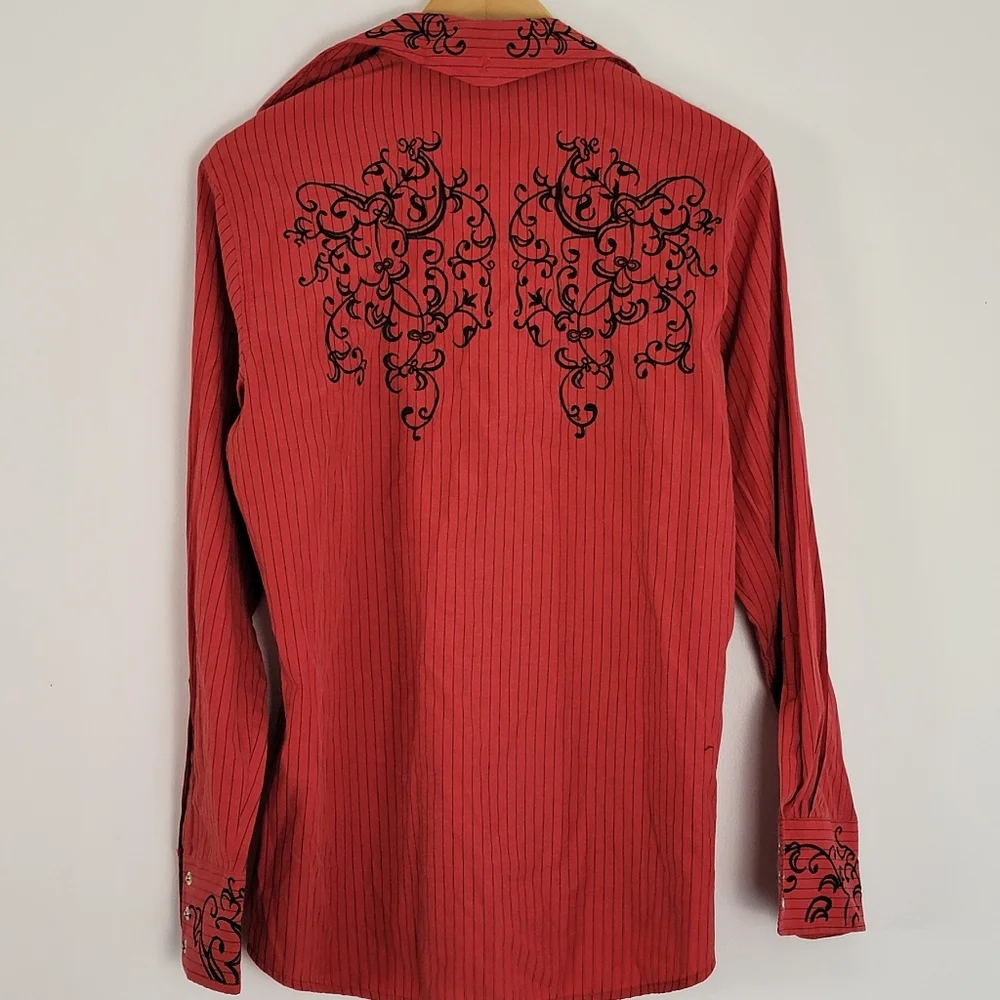 PatronCito Shirts Mens S Red  Pearl Snap Western Embroidered Charro Cowboy